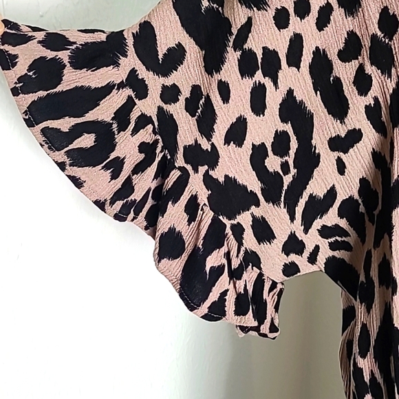 Gigio Plus Animal Print Faux Wrap Dress with Ruffles, Size 1X - Picture 6 of 11
